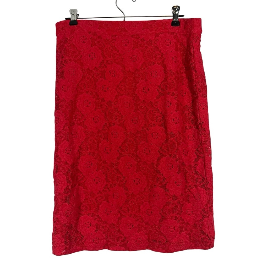 Maeve Scarlet Lace Pencil Skirt